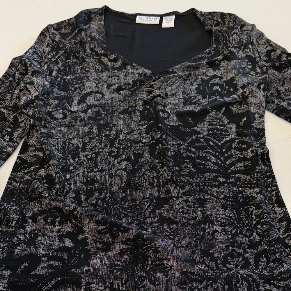 Black and Silver Patterned Top